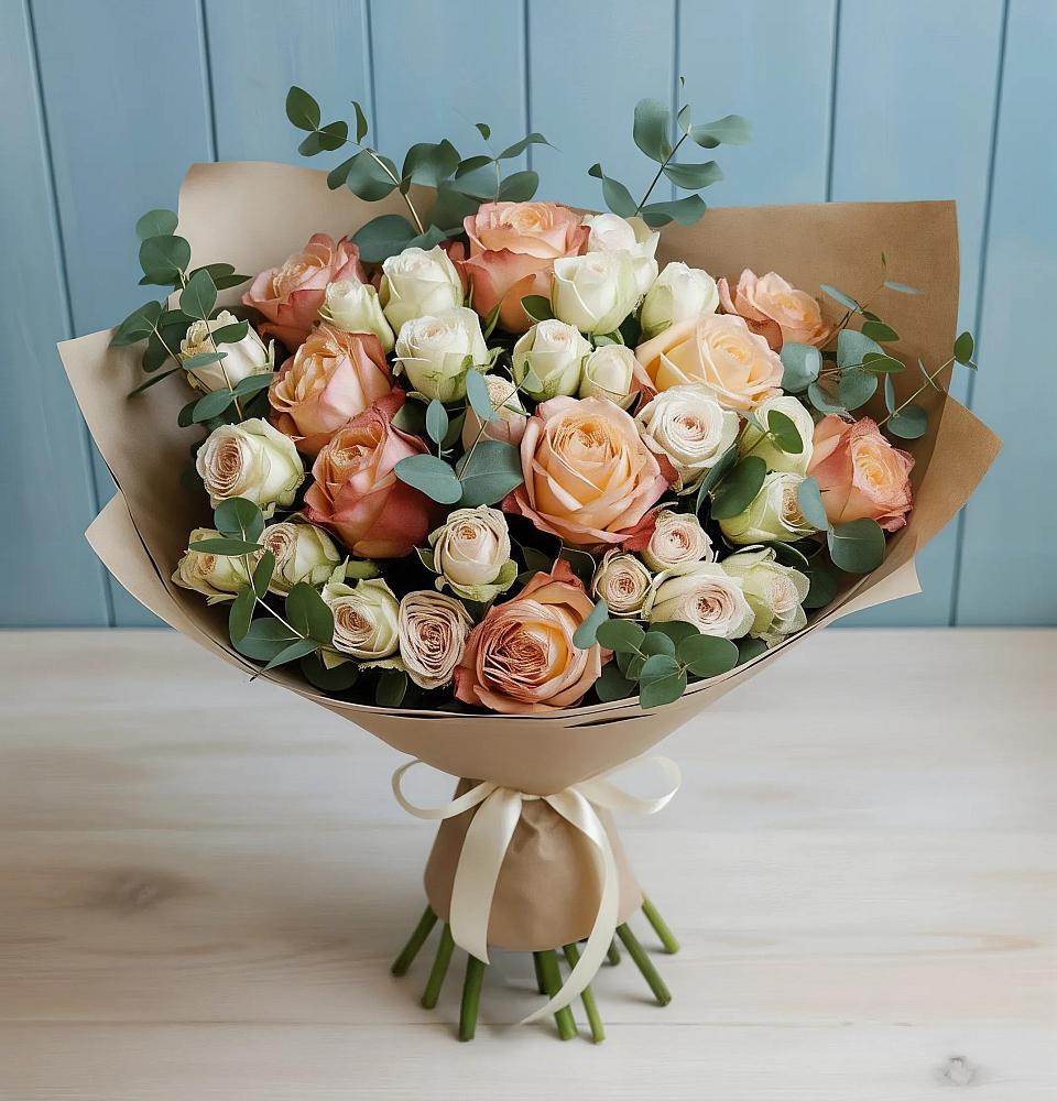 Букет цветов из: Альстромерии и Розы в Языково