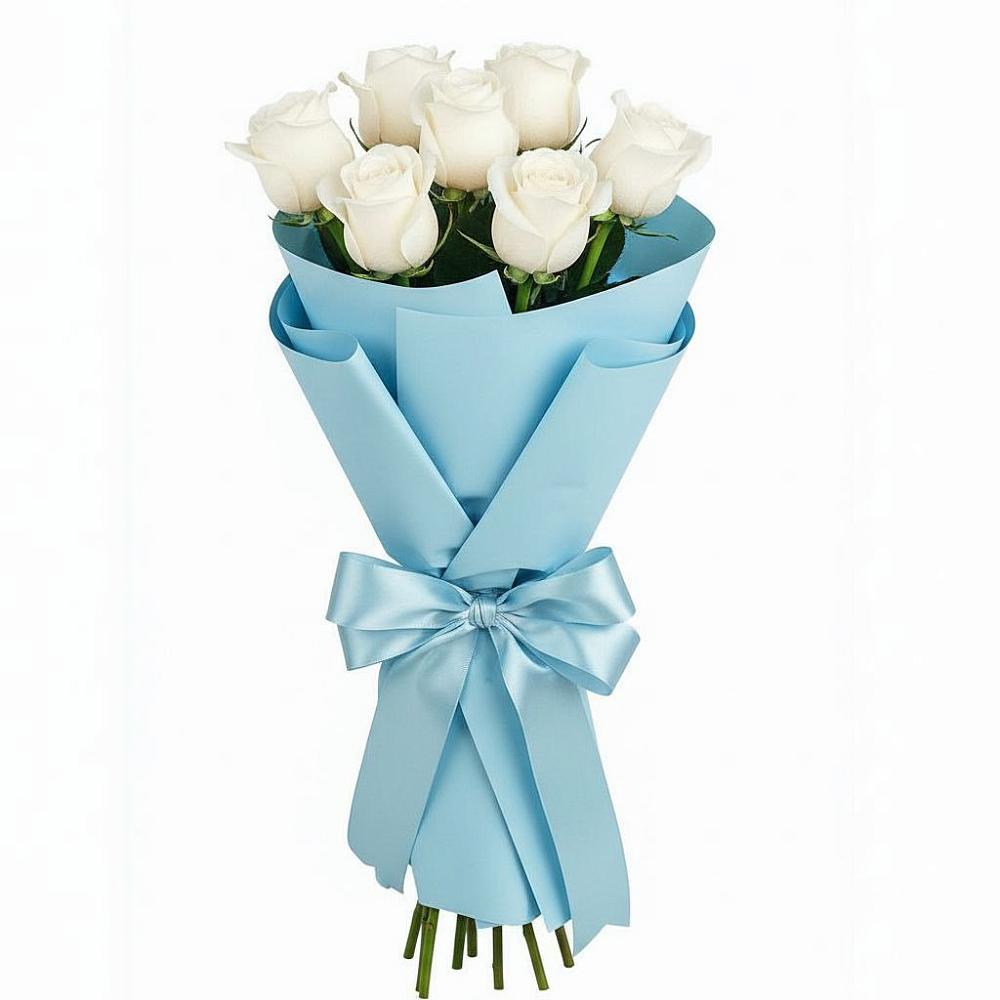 Букет 7 белых роз Проуд в Языково