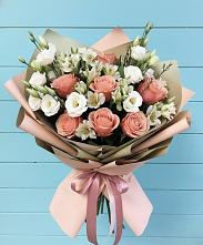 Букет цветов из:  Розы, Альстромерии и Лизиантусы в Языково