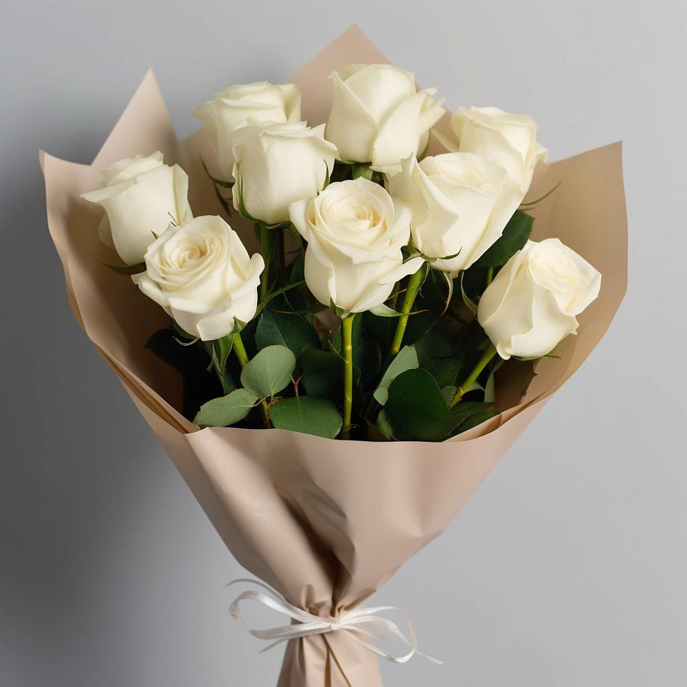 Букет 9 Белых роз Эдлесс Лав в Языково