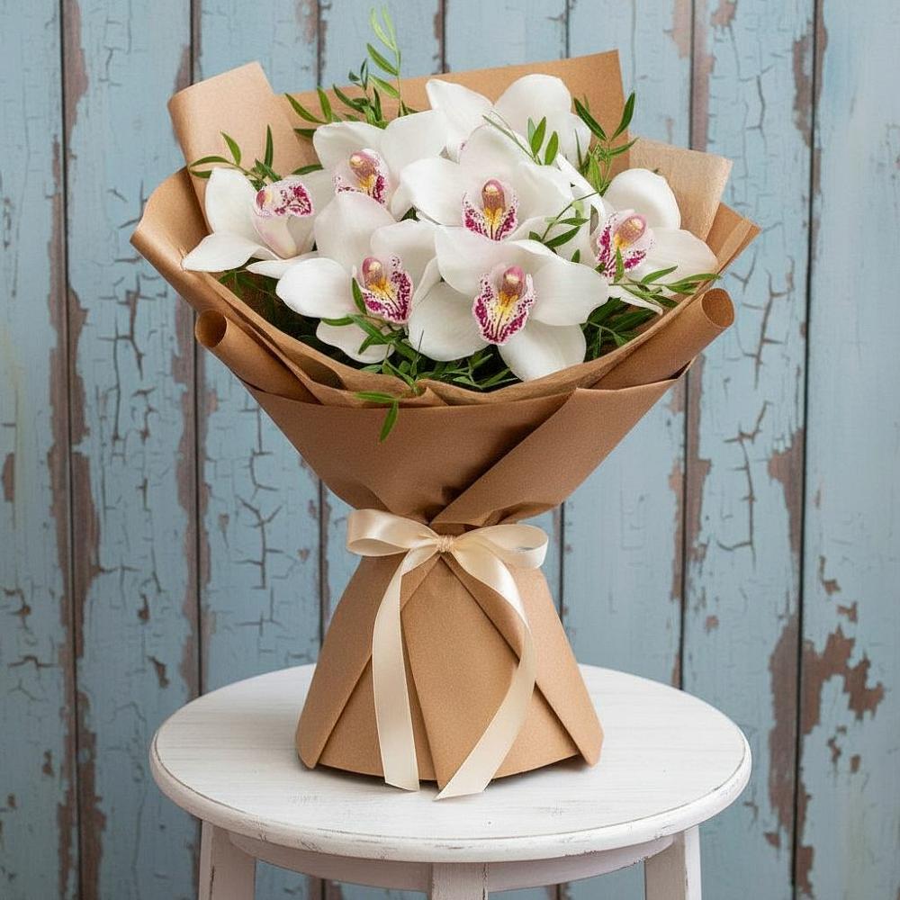 Букет цветов из: Орхидеи и Розы в Языково