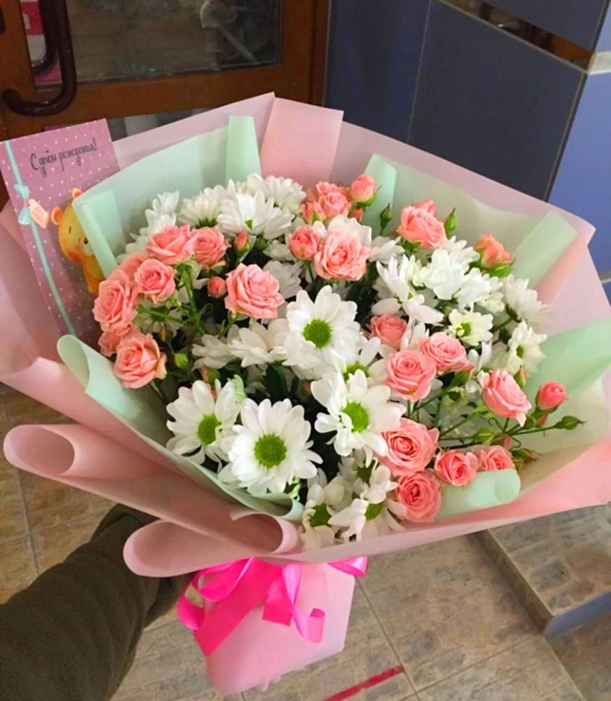 Букет цветов из: Розы и Хризантемы в Языково