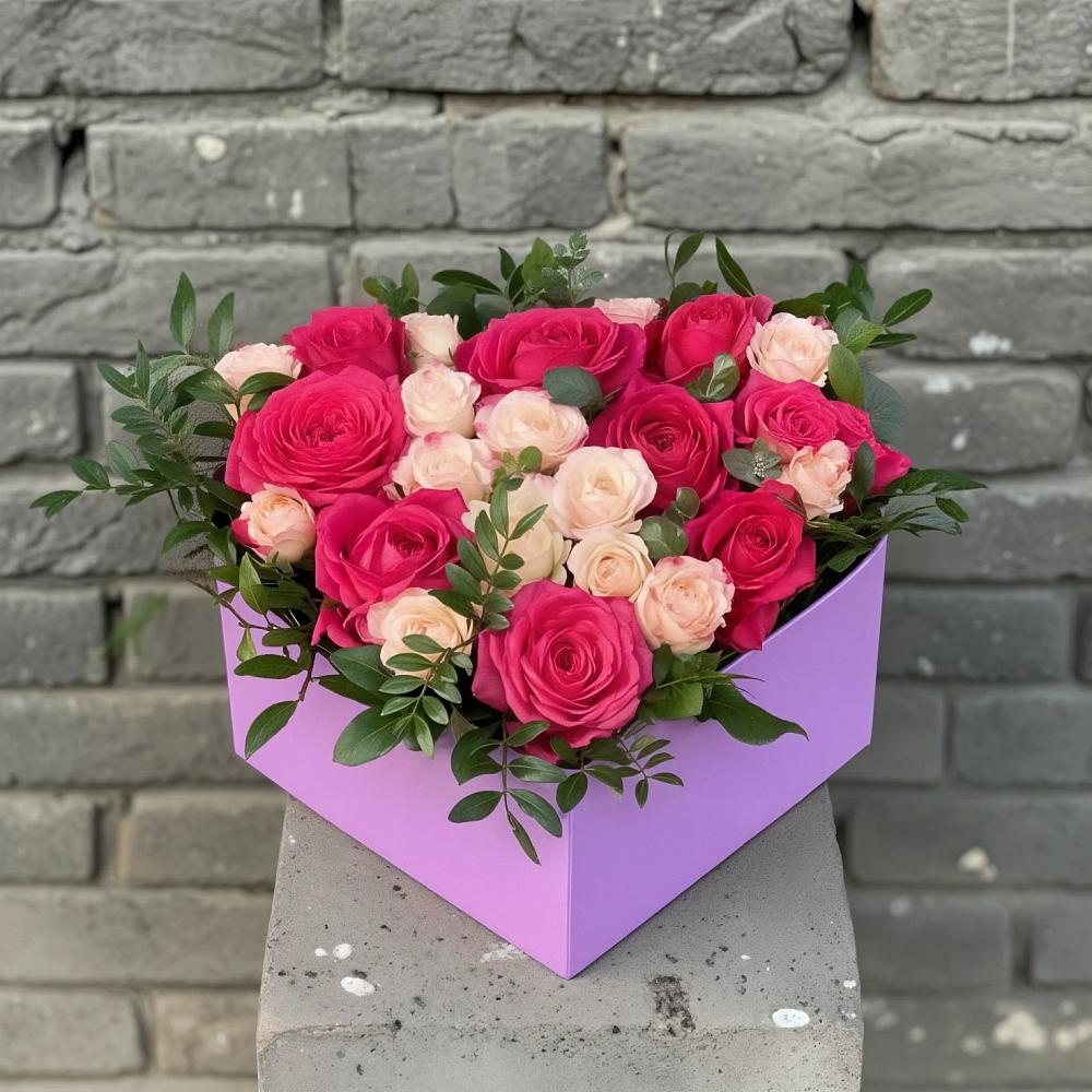 Цветочная композиция из Розы в коробке в Языково