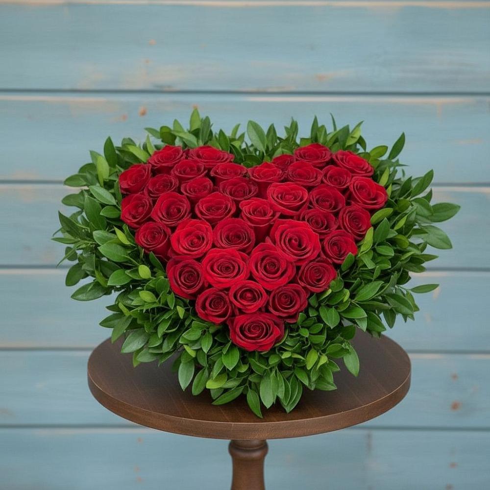 Цветочная композиция из Розы в виде сердца в Языково