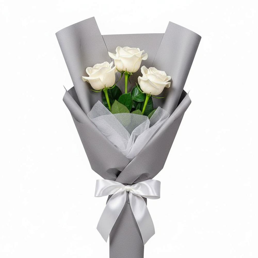 Букет 3 белые розы в Языково