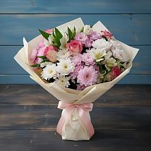 Букет цветов из:  Хризантемы, Альстромерии и Розы в Языково