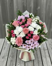 Букет цветов из:  Альстромерии, Гвоздики, Розы и Хризантемы в Языково