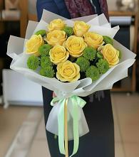 Букет цветов из:  Хризантемы и Розы в Языково