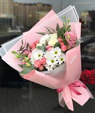 Букет цветов из:  Розы, Лизиантусы и Хризантемы в Языково