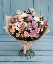 Букет цветов из:  Хризантемы, Розы и Альстромерии в Языково