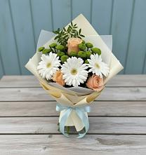 Букет цветов из:  Герберы, Розы и Хризантемы в Языково