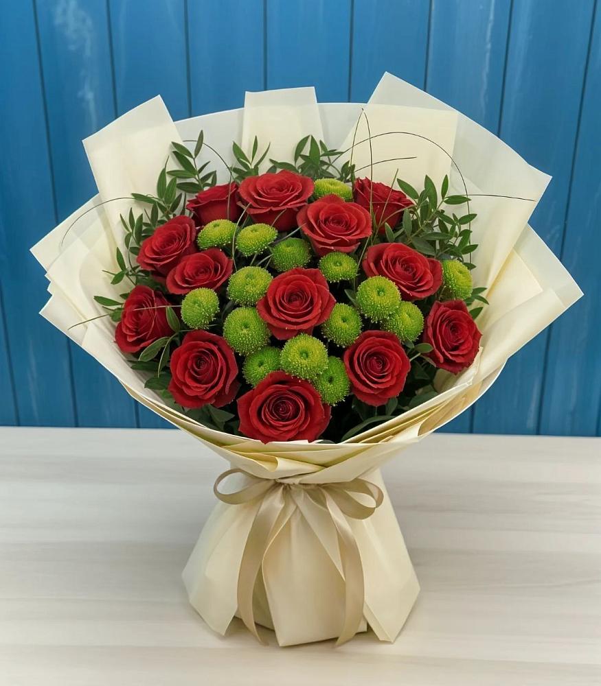 Букет цветов из: Розы и Хризантемы в Языково