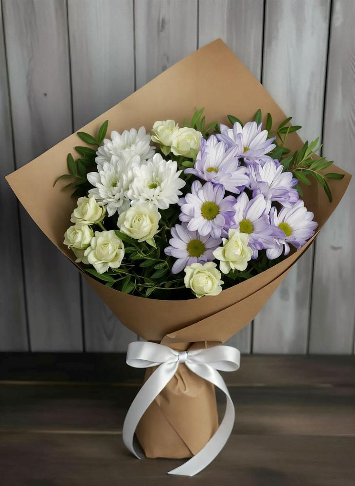 Букет цветов из: Хризантемы и Розы в Языково