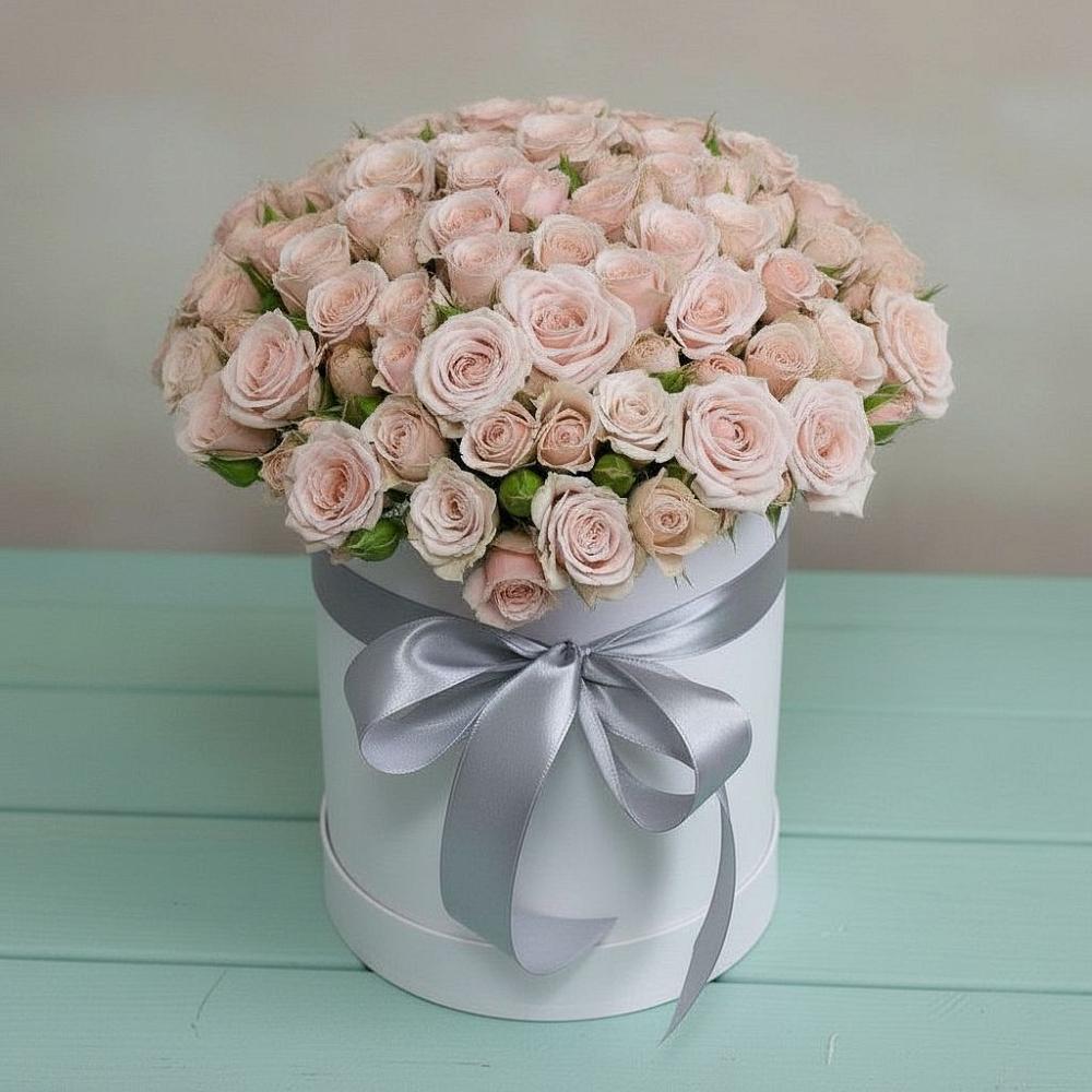 Цветочная композиция из Розы в шляпной коробке в Языково